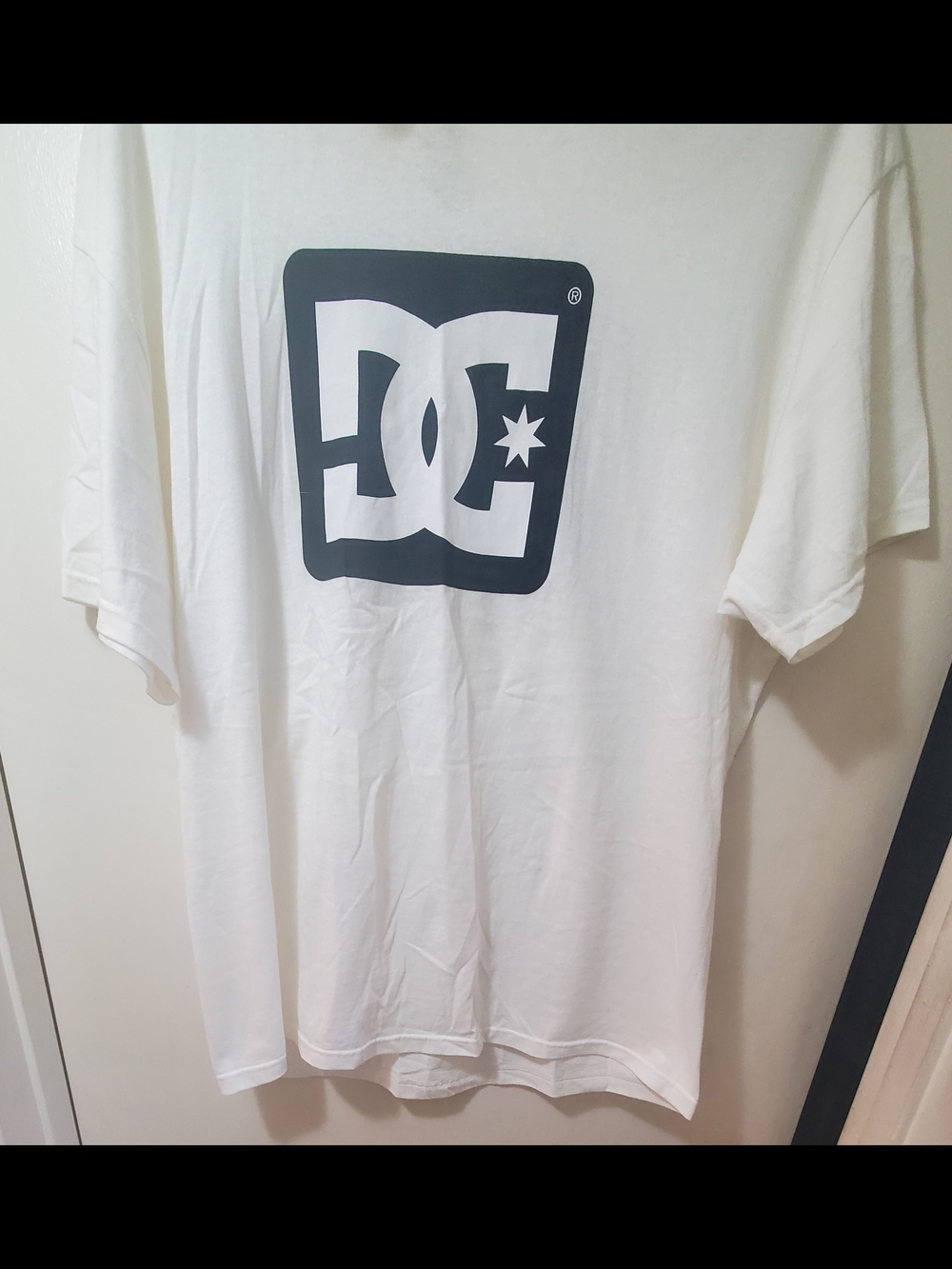 DC White Short Sleeve Tee with Black Logo